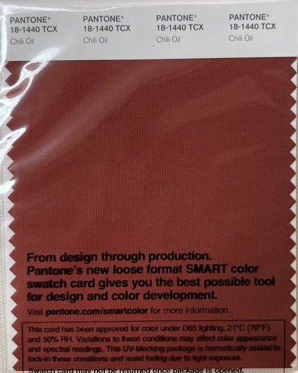 Pantone TCX Cotton Swatch Card 18-1440 TCX Chili Oil