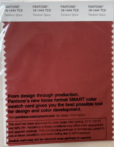 Pantone TCX Cotton Swatch Card 18-1444 TCX Tandoori Spice