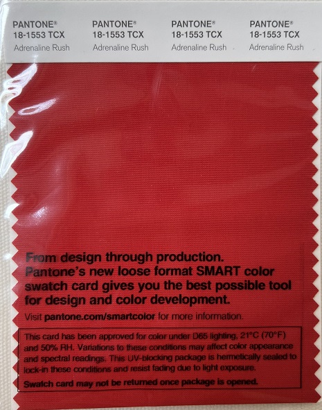 Pantone TCX Cotton Swatch Card 18-1553 TCX Adrenaline Rush