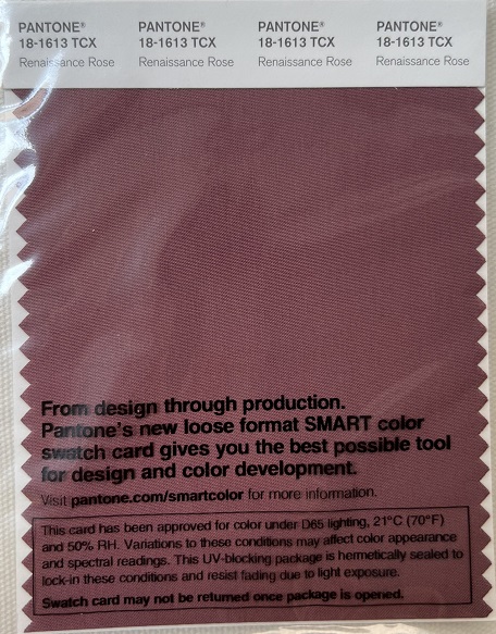 Pantone TCX Cotton Swatch Card 18-1613 TCX Renaissance Rose