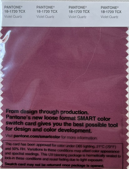 Pantone TCX Cotton Swatch Card 18-1720 TCX Violet Quartz