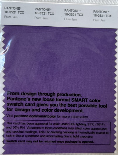 Pantone TCX Cotton Swatch Card 18-3521 TCX Plum Jam
