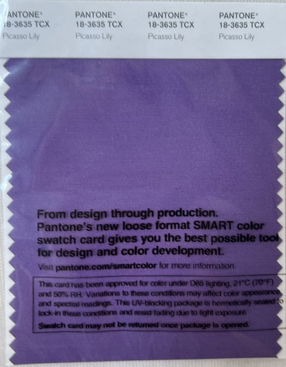 Pantone TCX Cotton Swatch Card 18-3635 TCX Picasso Lily