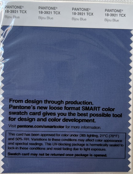 Pantone TCX Cotton Swatch Card 18-3921 TCX Bijou Blue