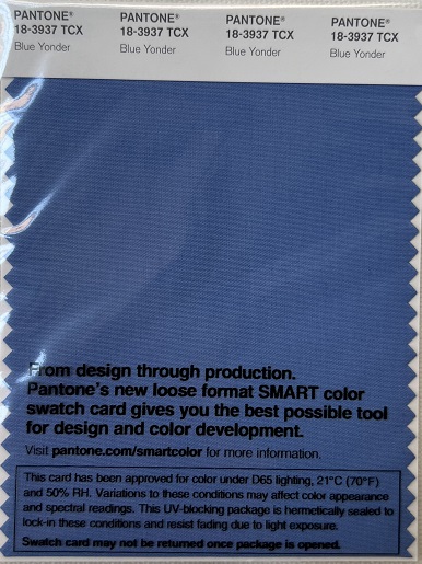 Pantone TCX Cotton Swatch Card 18-3937 TCX Blue Yonder