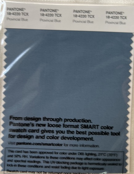Pantone TCX Cotton Swatch Card 18-4220 TCX Provincial Blue