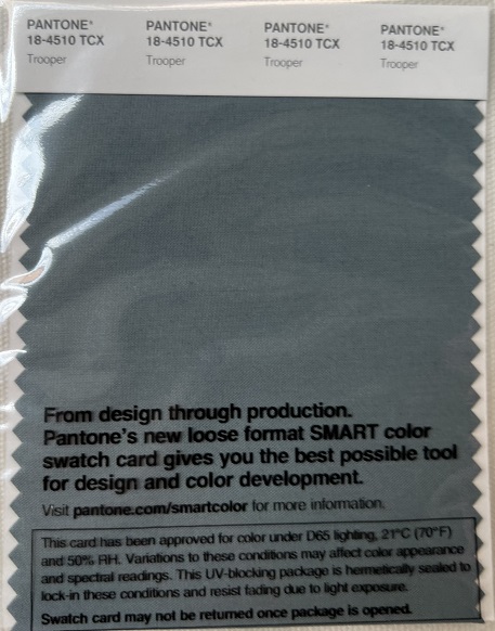 Pantone TCX Cotton Swatch Card 18-4510 TCX Trooper