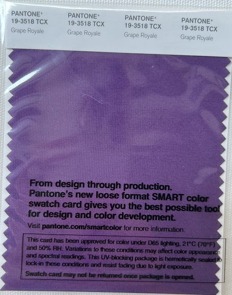 Pantone TCX Cotton Swatch Card 19-3518 TCX Grape Royale