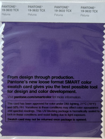 Pantone TCX Cotton Swatch Card 19-3632 TCX Petunia