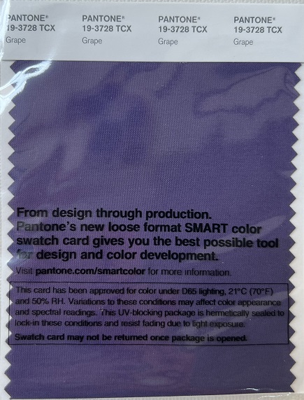 Pantone TCX Cotton Swatch Card 19-3728 TCX Grape
