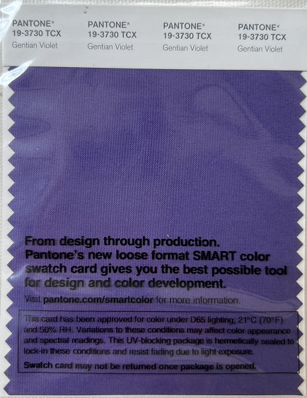 Pantone TCX Cotton Swatch Card 19-3730 TCX Gentian Violet