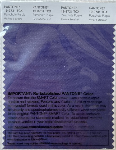 Pantone TCX Cotton Swatch Card 19-3731 TCX Parachute Purple