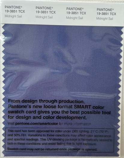 Pantone TCX Cotton Swatch Card 19-3851 TCX Midnight Sail