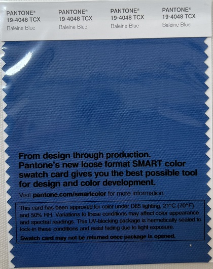Pantone TCX Cotton Swatch Card 19-4048 TCX Baleine Blue