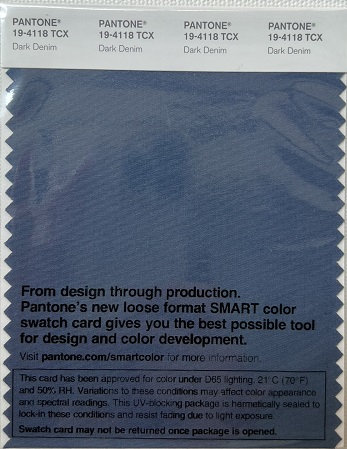 Pantone TCX Cotton Swatch Card 19-4118 TCX Dark Denim Pantone-TCX-Cotton-Swatch-Card-19-4118-TCX-Dark-Denim